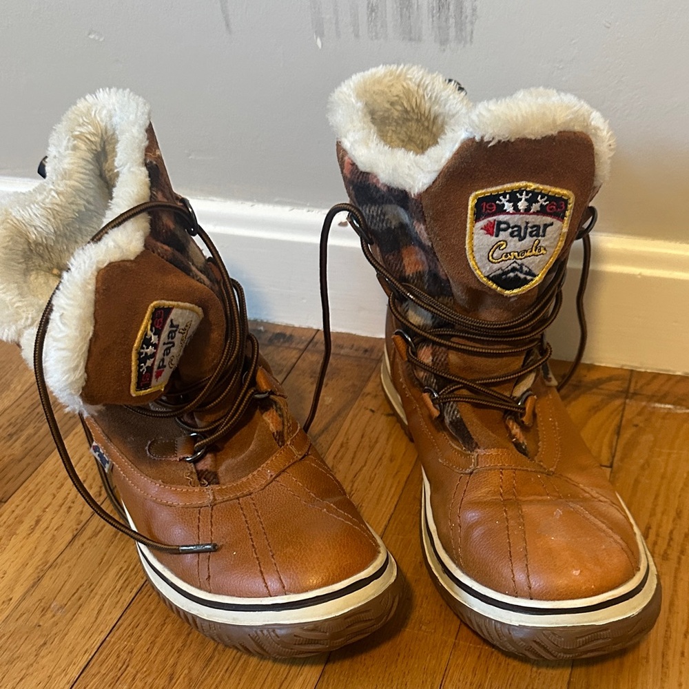 Pajar Tan and Plaid Winter Boots